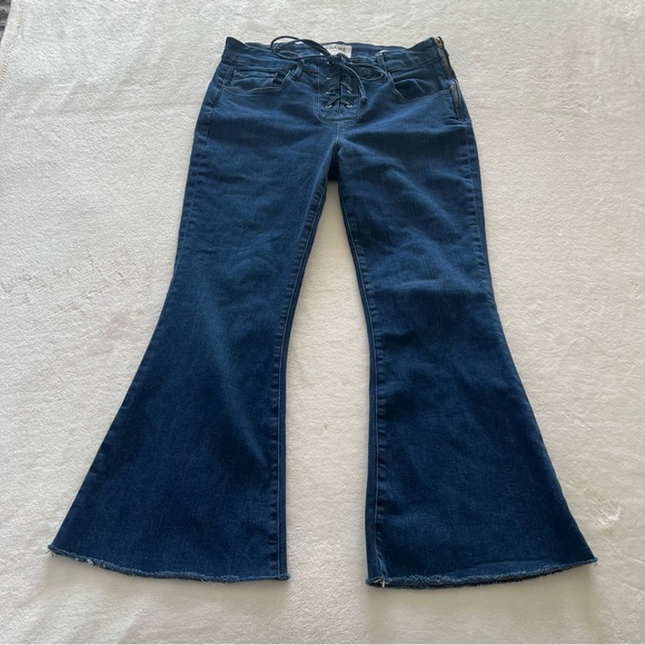 Frame Denim Le Bell Lace Up Flare Jeans Size 27 Hayworth Blue - Picture 3 of 10